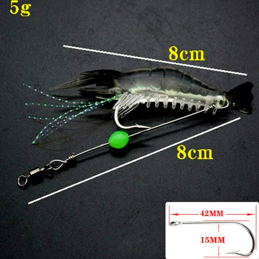 10Pcs New Biomimetic Luminous Soft Sea Fishing Shrimp Fake Bait Prawn Lure  Hook Worm Silicone STYLE A(NO HOOK) 